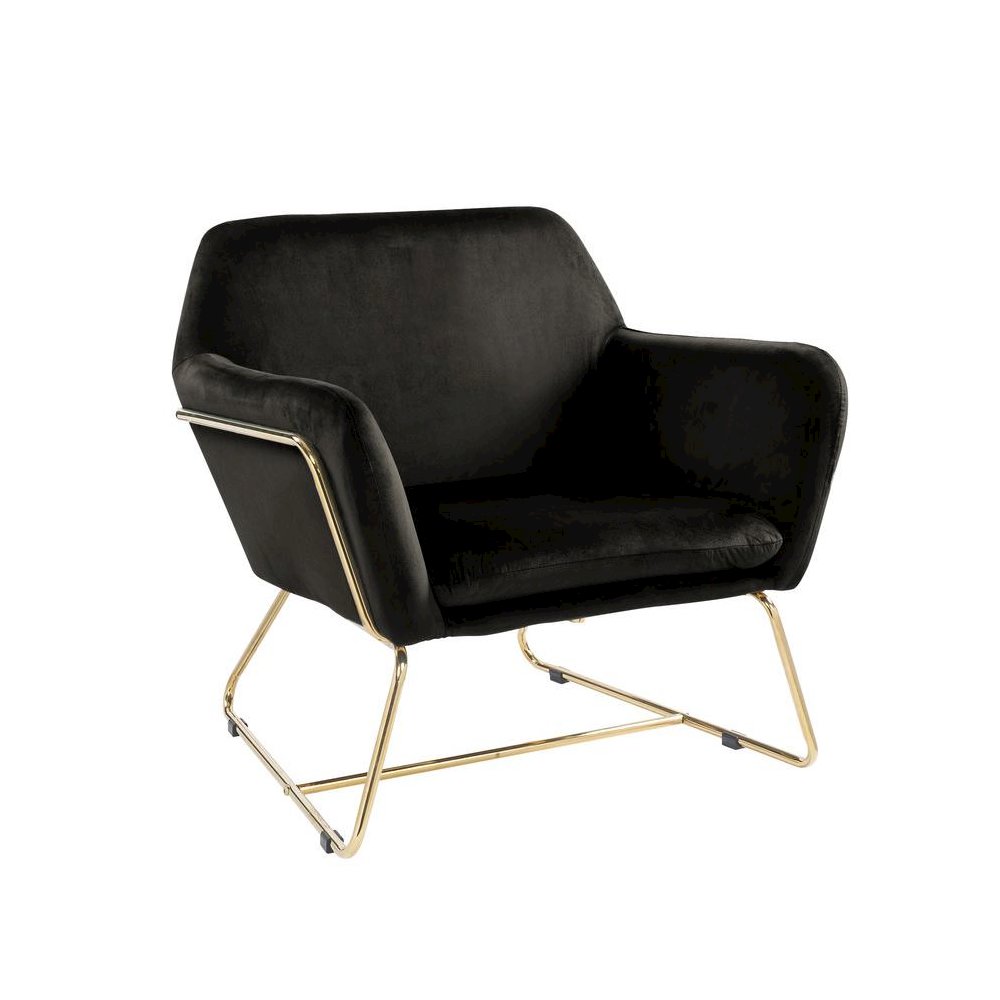 Keira Black Velvet Accent Chair with Metal Base