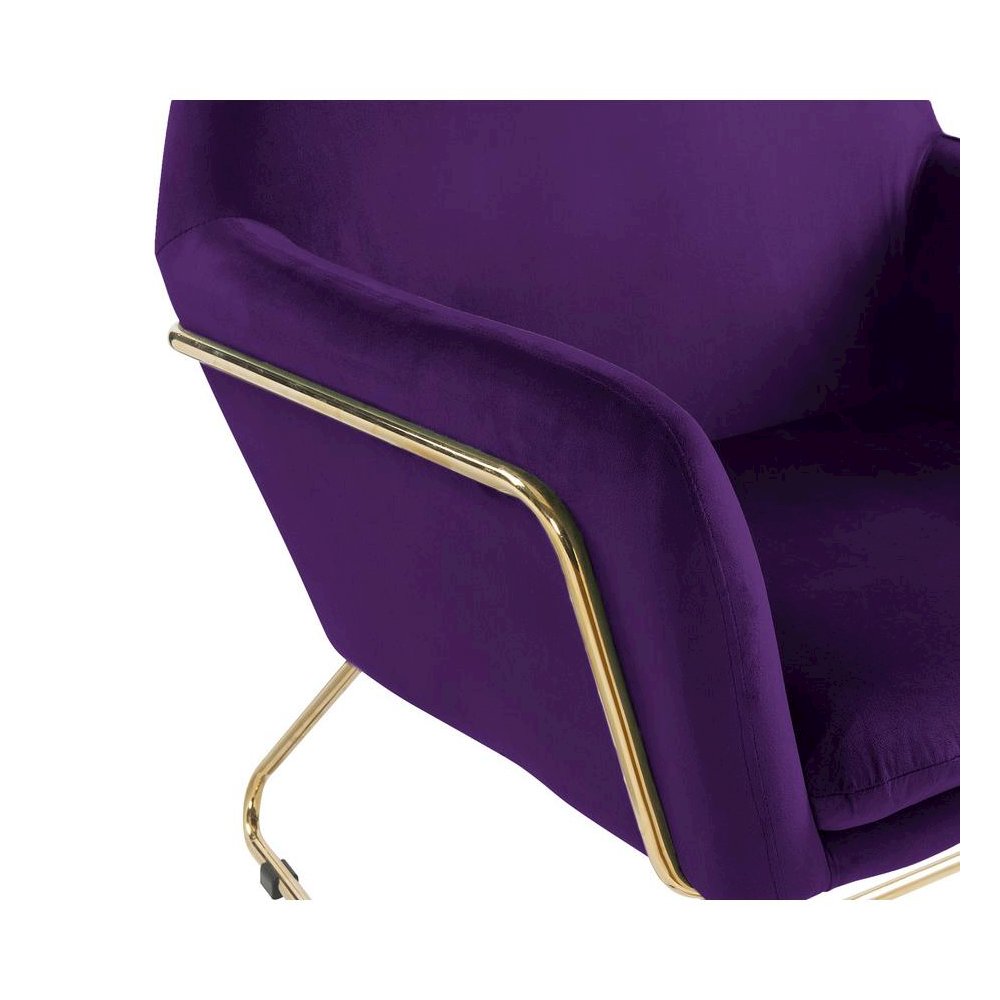 Keira Purple Velvet Accent Chair with Metal Base