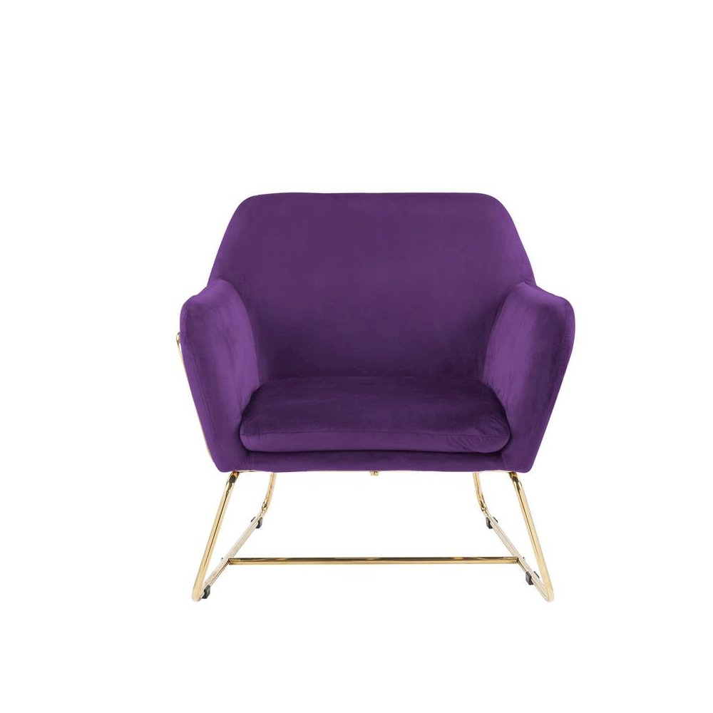 Keira Purple Velvet Accent Chair with Metal Base