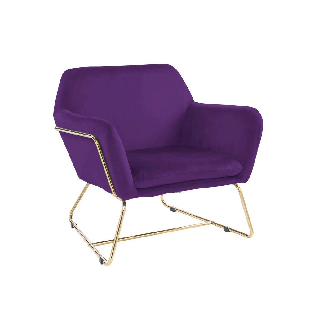 Keira Purple Velvet Accent Chair with Metal Base