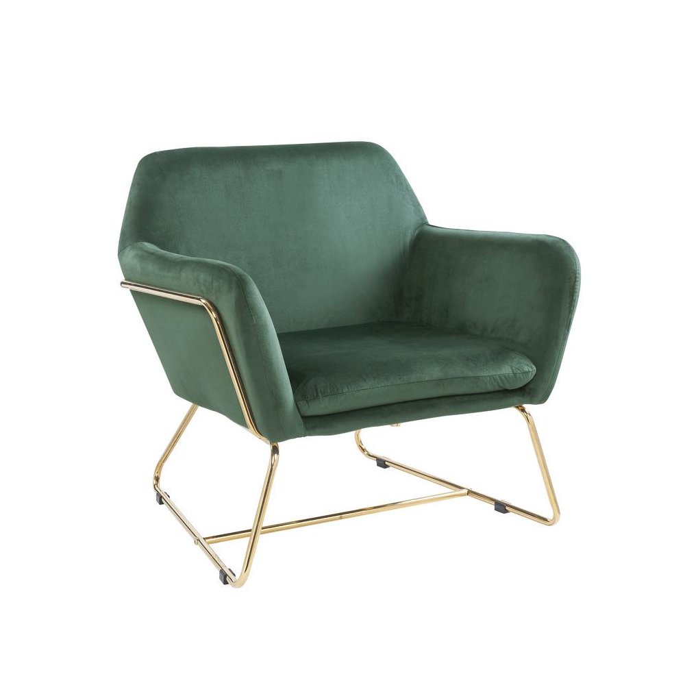 Keira Green Velvet Accent Chair with Metal Base