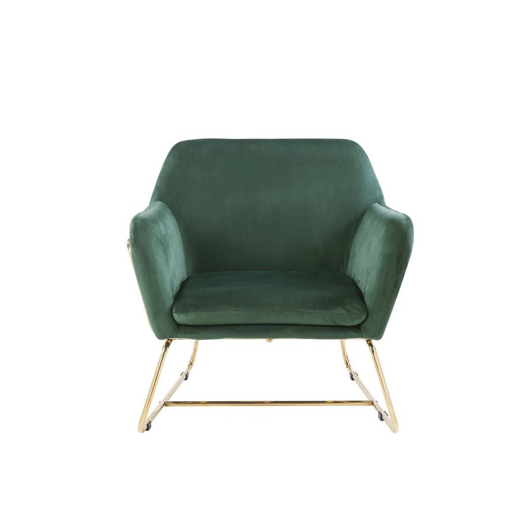 Keira Green Velvet Accent Chair with Metal Base
