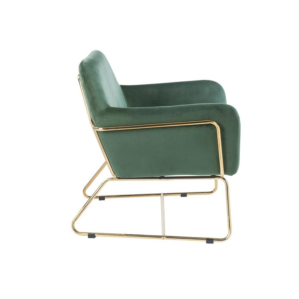 Keira Green Velvet Accent Chair with Metal Base