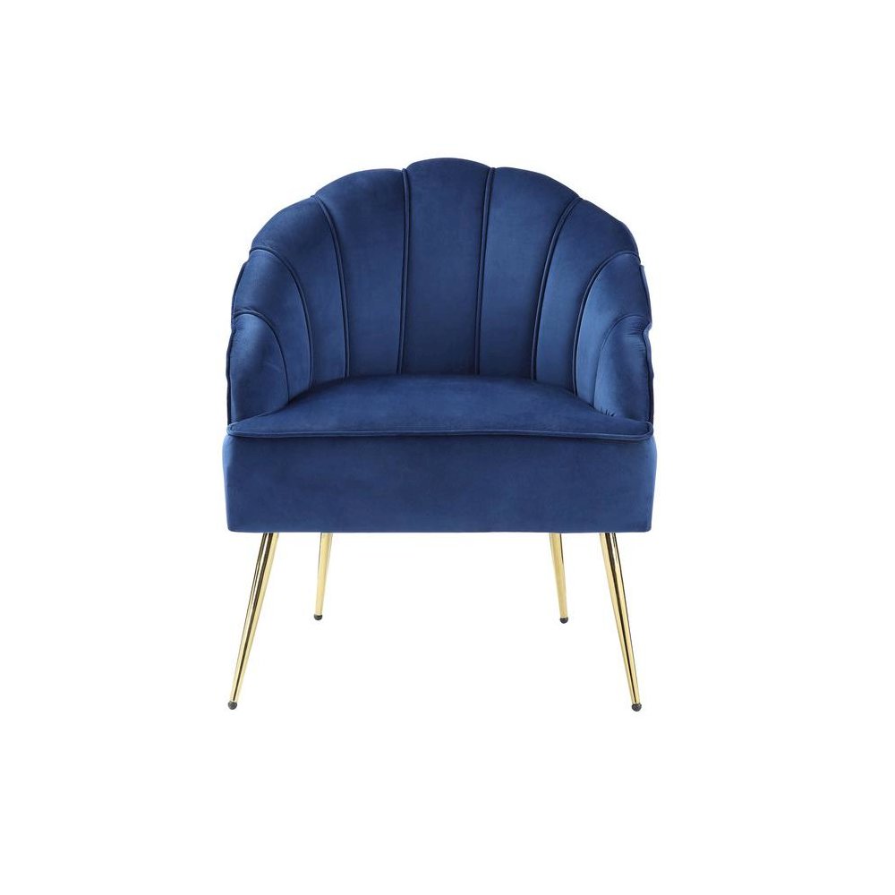 Naomi Blue Velvet Wingback Accent Chair with Metal Legs