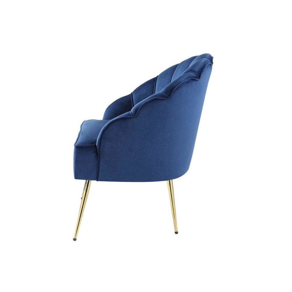 Naomi Blue Velvet Wingback Accent Chair with Metal Legs