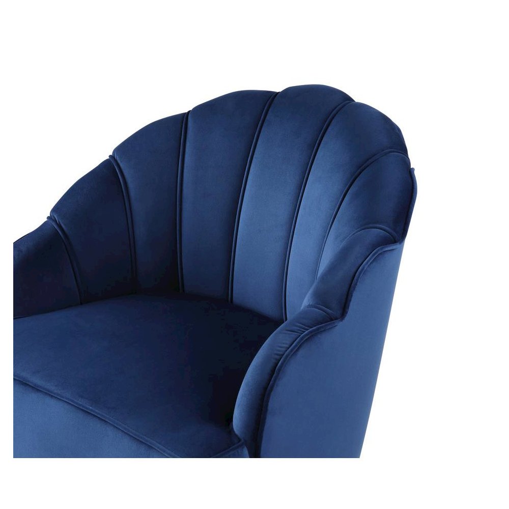 Naomi Blue Velvet Wingback Accent Chair with Metal Legs