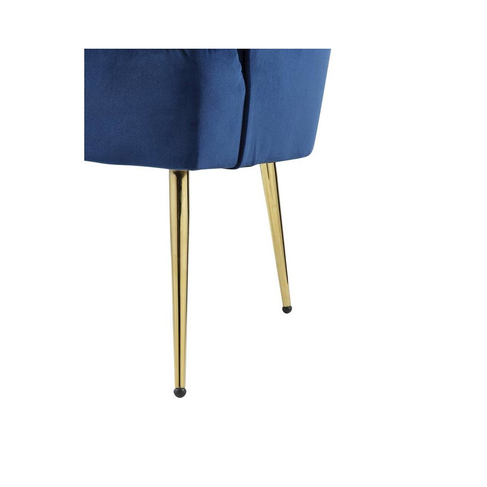 Naomi Blue Velvet Wingback Accent Chair with Metal Legs