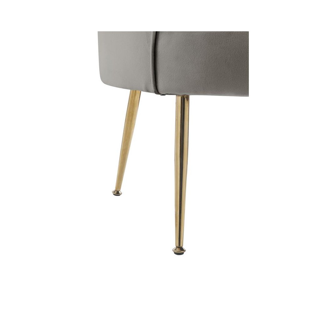 Angelina Gray Velvet Scalloped Back Barrel Accent Chair with Metal Legs