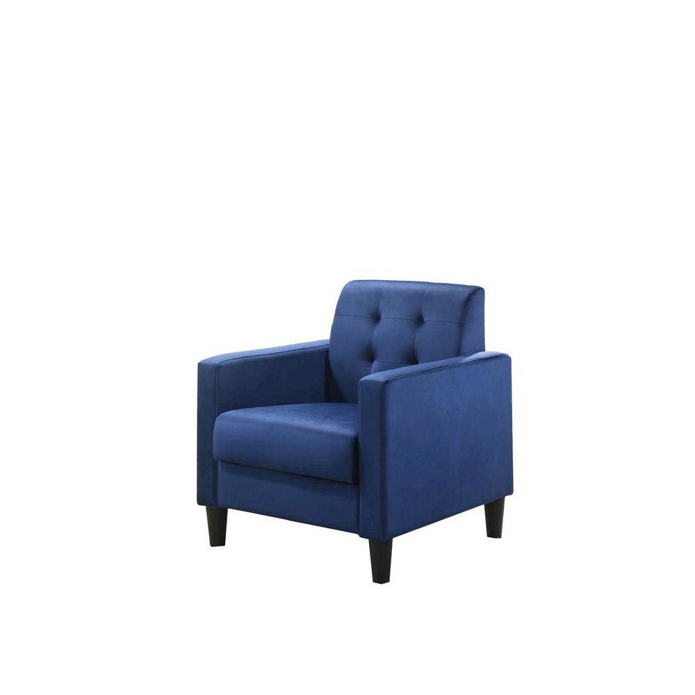 Hale Blue Velvet Accent Armchair with Tufting