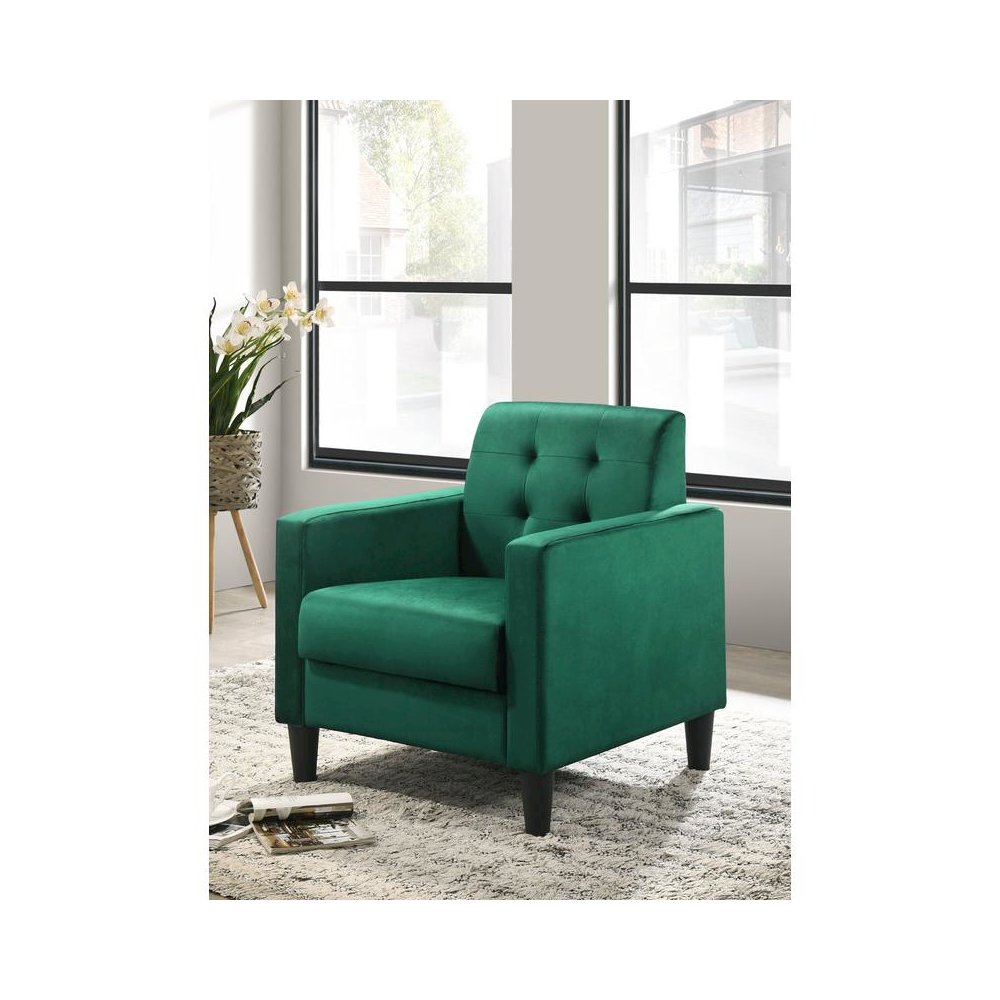 Hale Green Velvet Accent Armchair with Tufting