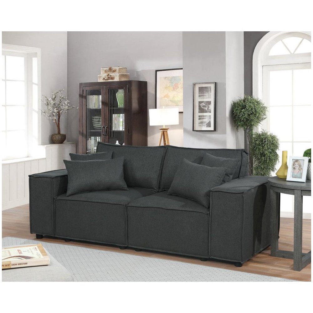 LILOLA Elson Loveseat in Dark Gray Linen