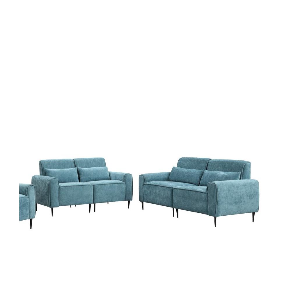 Valentina Blue Chenille Sofa Loveseat Living Room Set