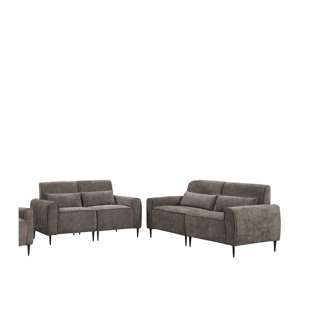 Valentina Gray Chenille Sofa Loveseat Living Room Set
