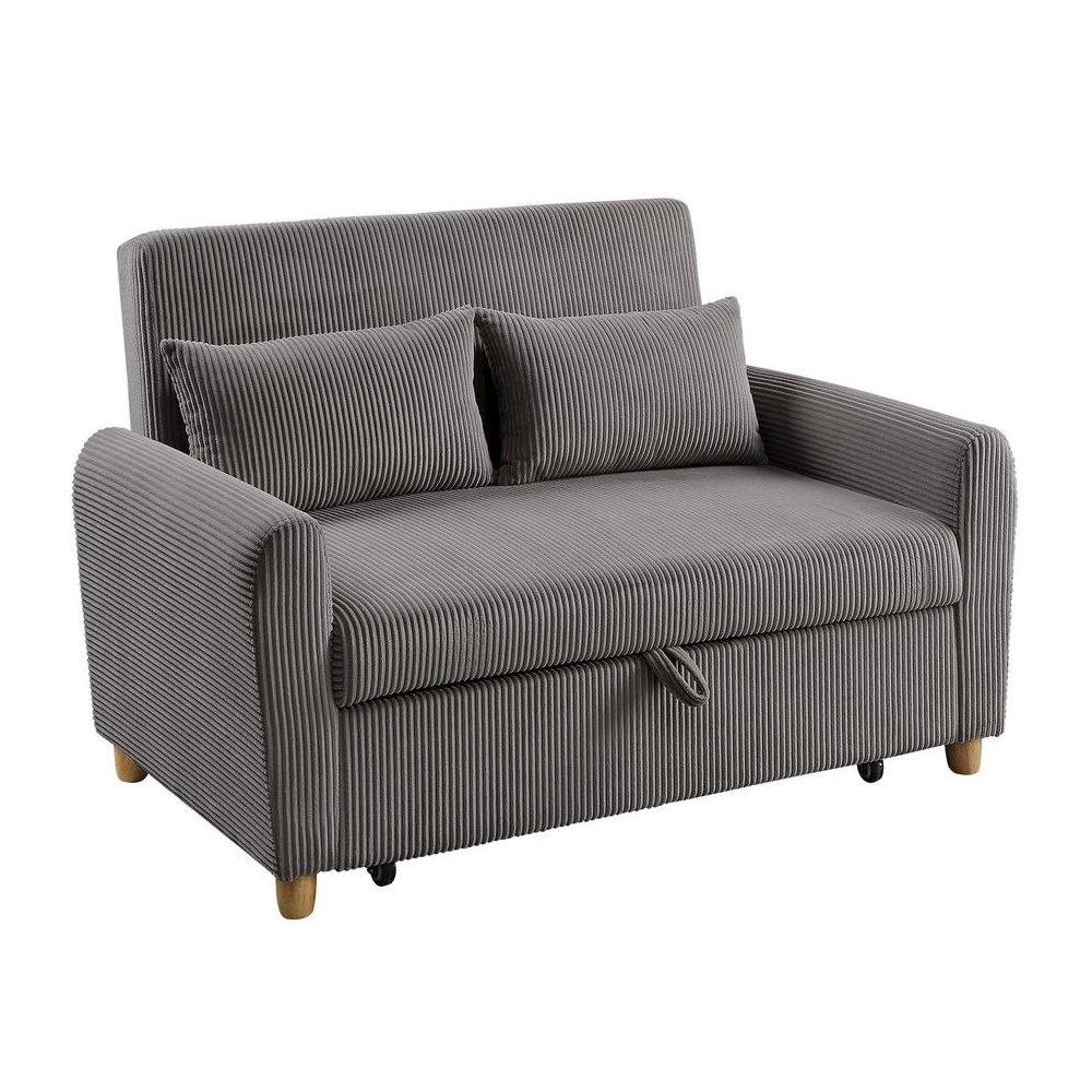 Justine 54″W Brown Corduroy Convertible Sleeper Loveseat