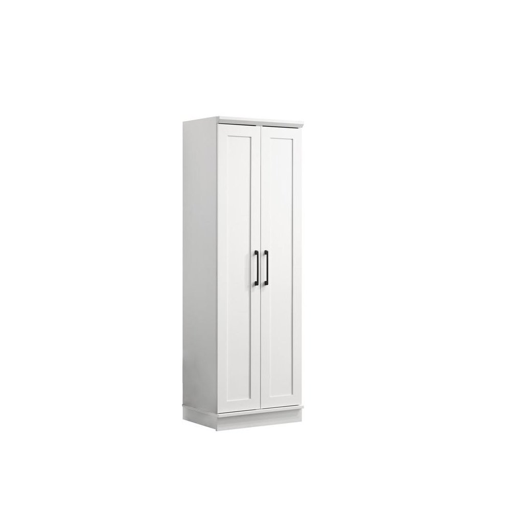 Evelyn White Sleek Storage Cabinet with Framed Panel Design