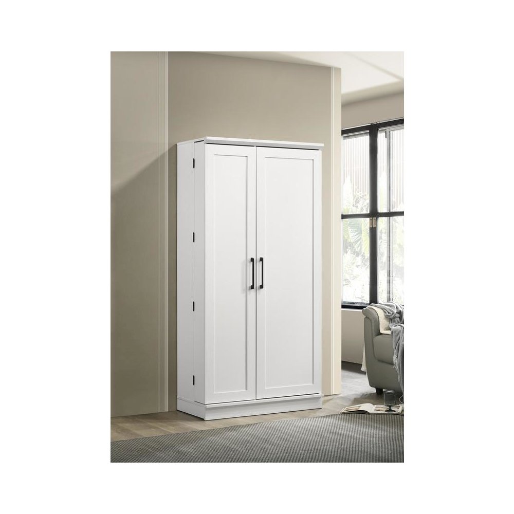 Lincoln White Storage Cabinet with Swing-Out Storage Door