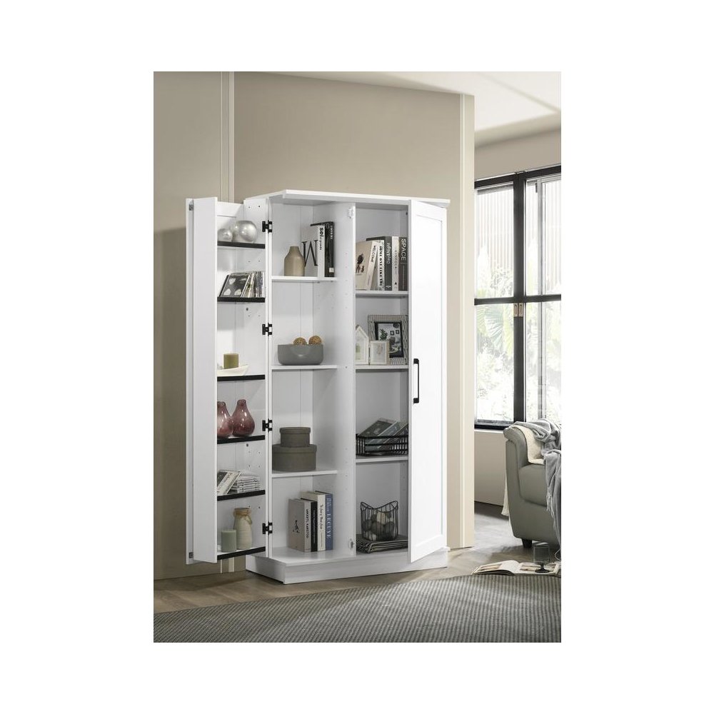 Lincoln White Storage Cabinet with Swing-Out Storage Door