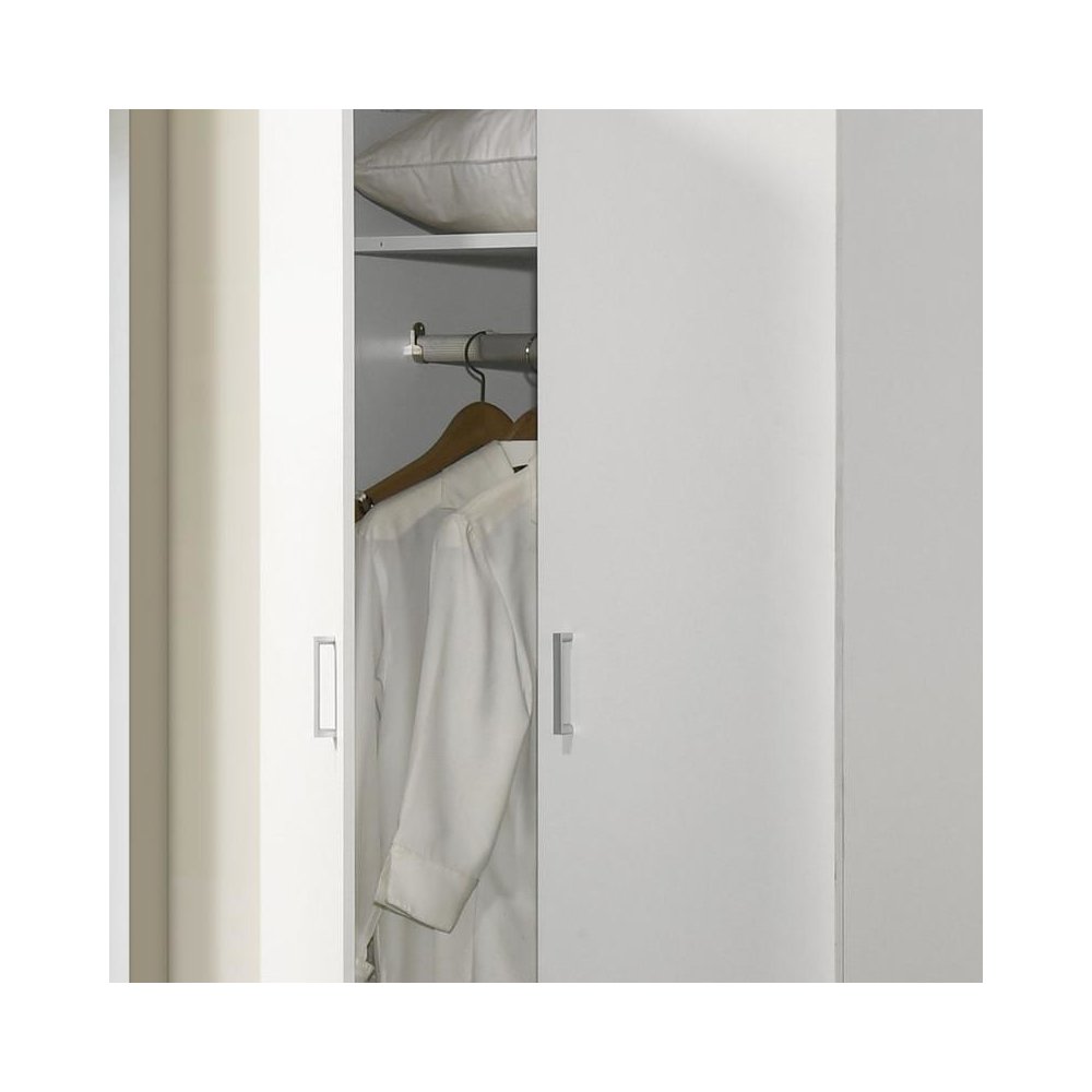 Michael White Double Door Wardrobe Cabinet Armoire with Shelf and Hanging Rod