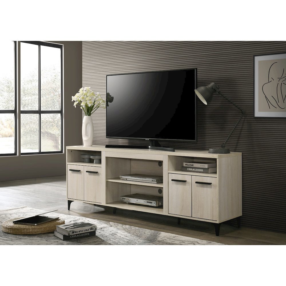 Evander 70″W Oak Finish 4-Door TV Stand