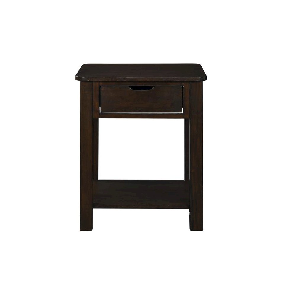 Flora Dark Brown MDF End Table with Drawer