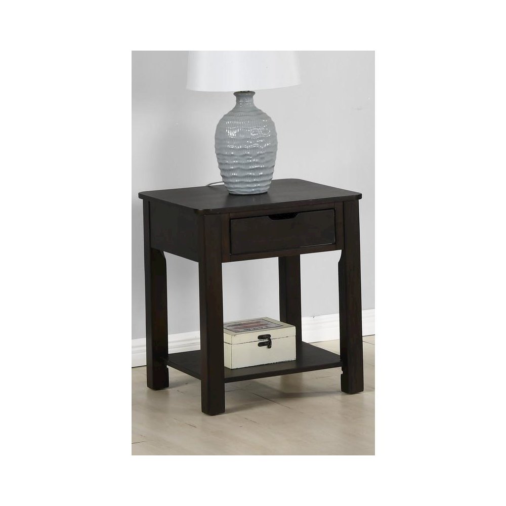 Flora Dark Brown MDF End Table with Drawer