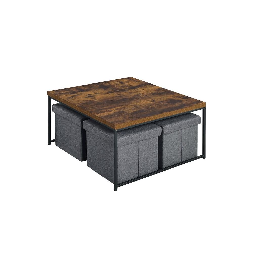 Caitlin Weathered Oak Wood Grain 5 Piece Coffee Table Set