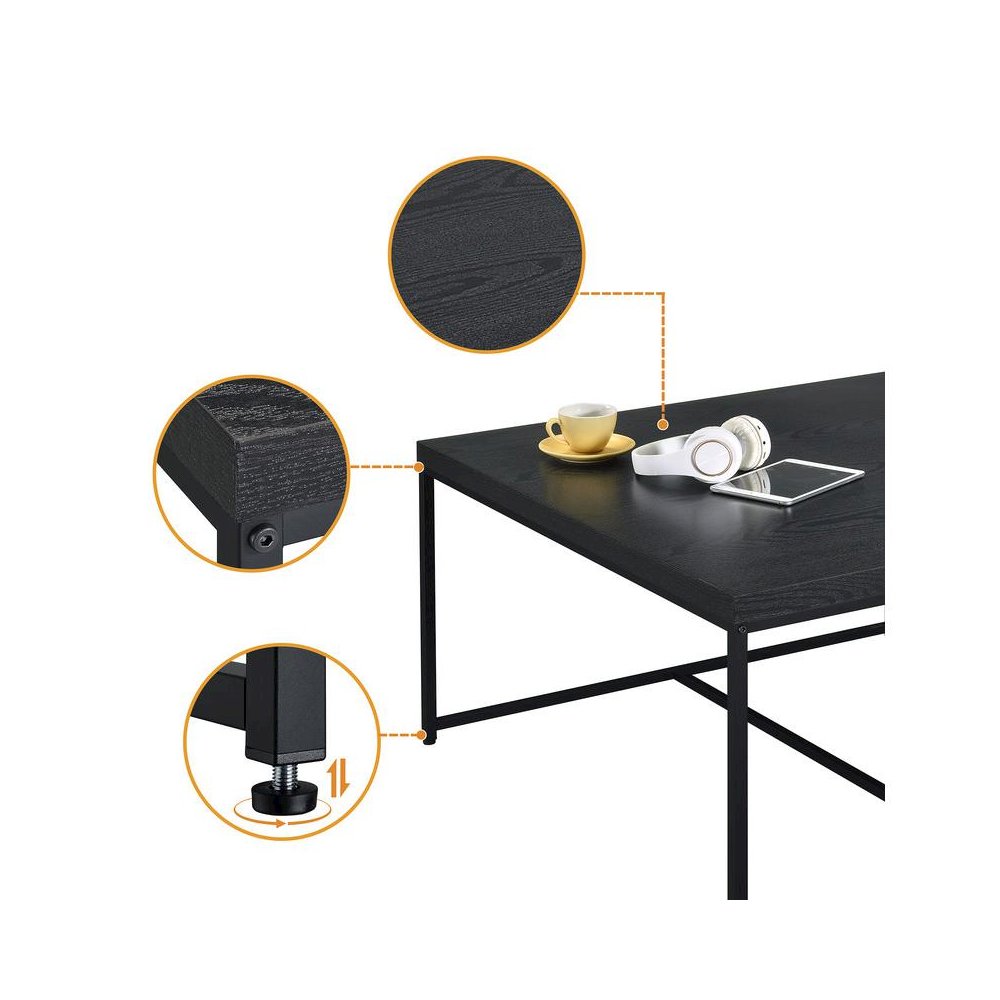 Caitlin Black Wood Grain 5 Piece Coffee Table Set