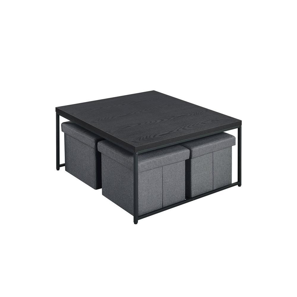 Caitlin Black Wood Grain 5 Piece Coffee Table Set