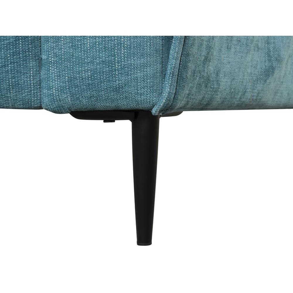 Valentina Blue Chenille Loveseat with Metal Legs and Throw Pillows