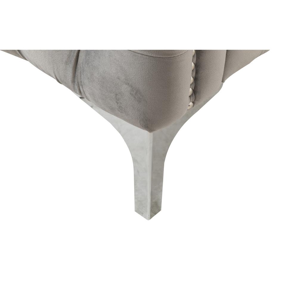 Bayberry Gray Velvet Loveseat with 2 Pillows