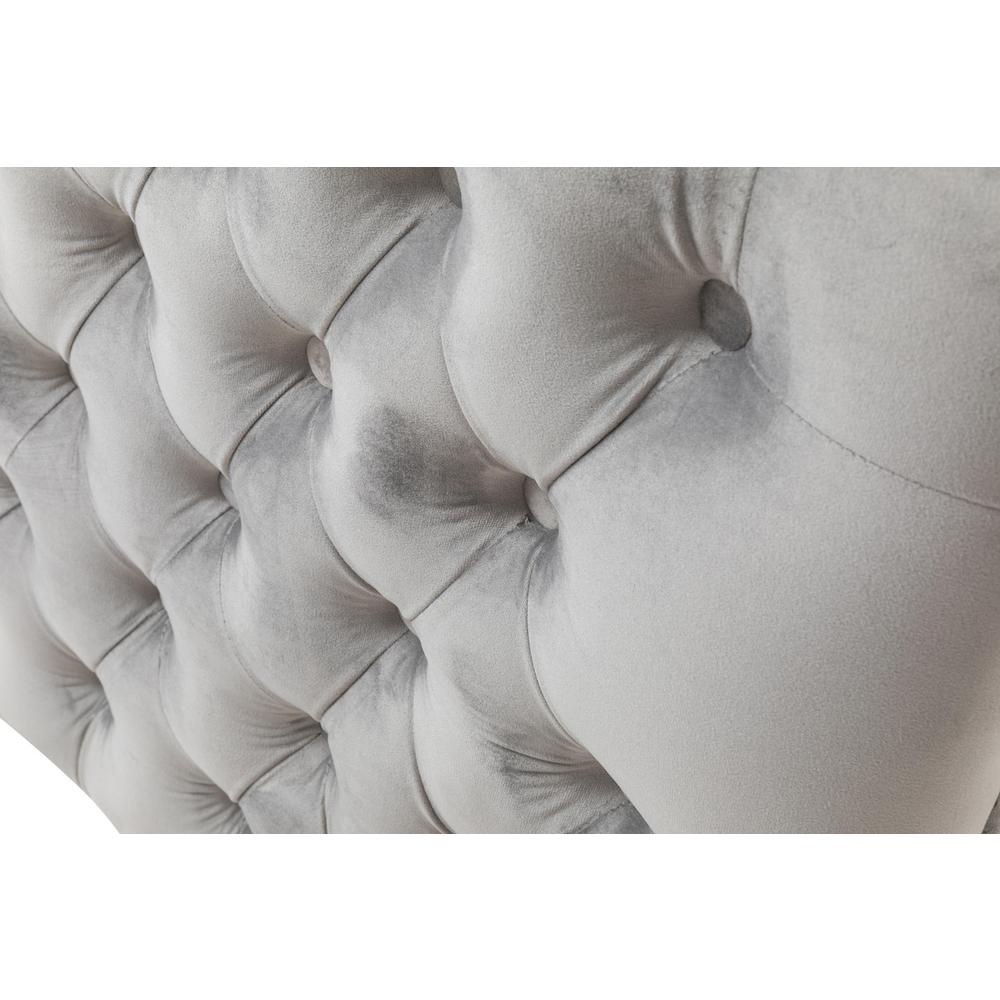 Bayberry Gray Velvet Loveseat with 2 Pillows