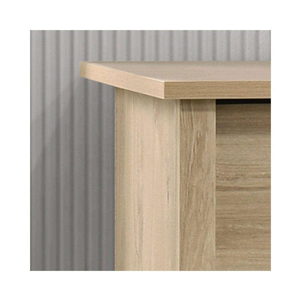 Celeste 57″W Light Oak Finish 6-Drawer Dresser with Black Handles