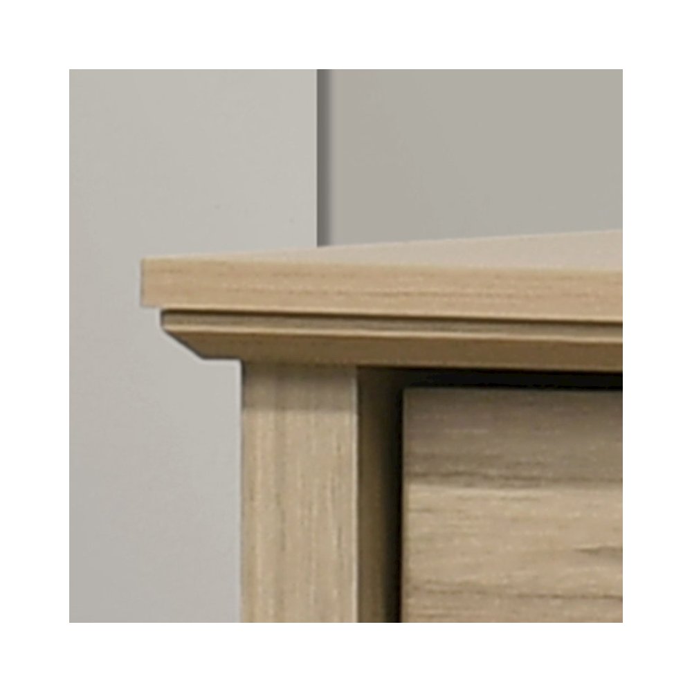 Elara 57″W Light Oak Finish 6-Drawer Dresser with Black Handles