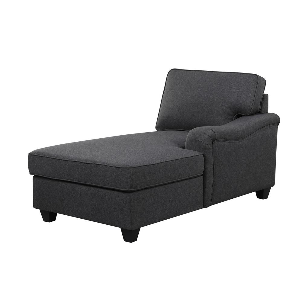 Leo Dark Gray Linen 8Pc Modular L-Shape Sectional Sofa Chaise and Ottoman