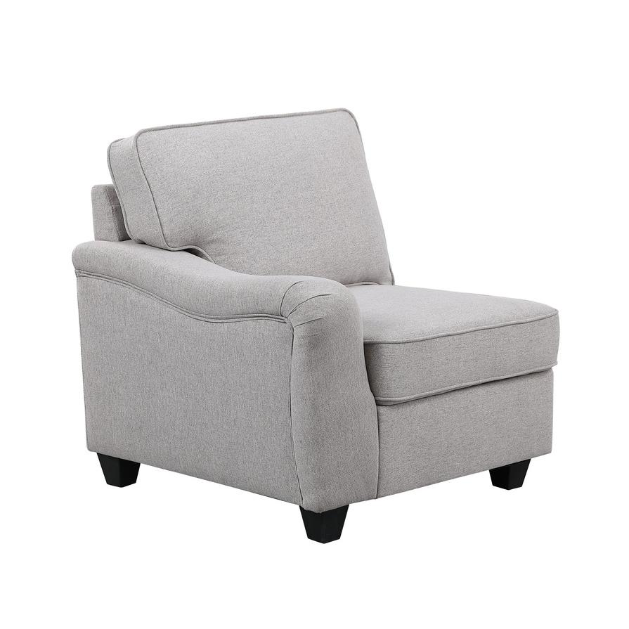 Leo Light Gray Linen 8Pc Modular L-Shape Sectional Sofa and Ottoman