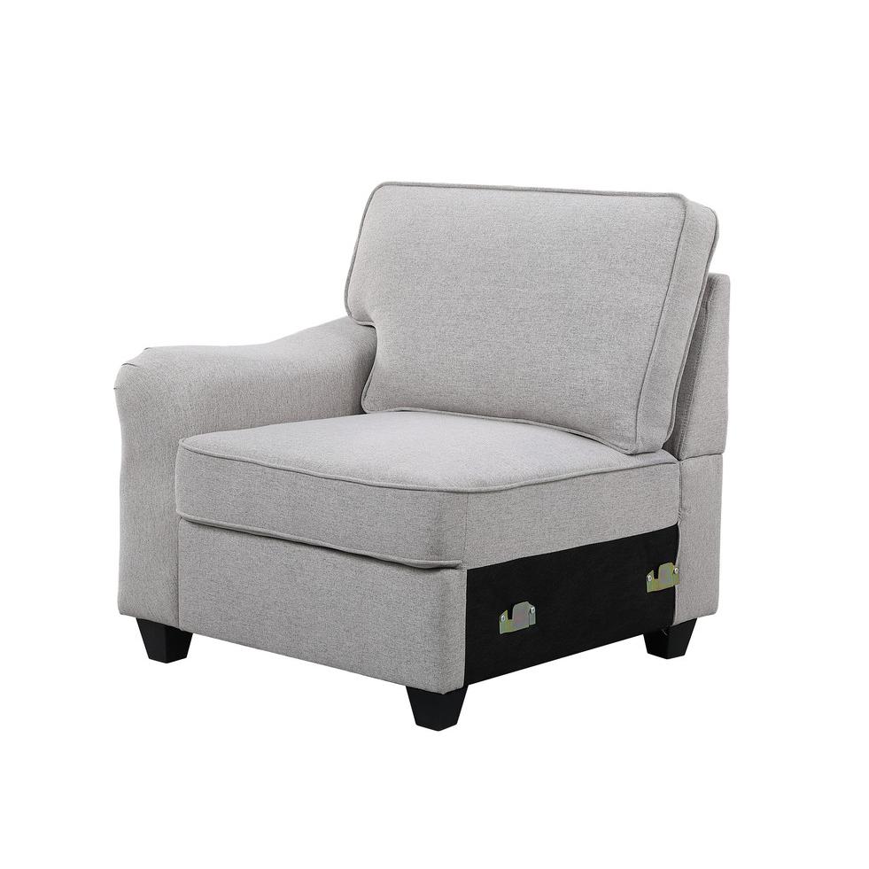 Leo Light Gray Linen 8Pc Modular L-Shape Sectional Sofa and Ottoman