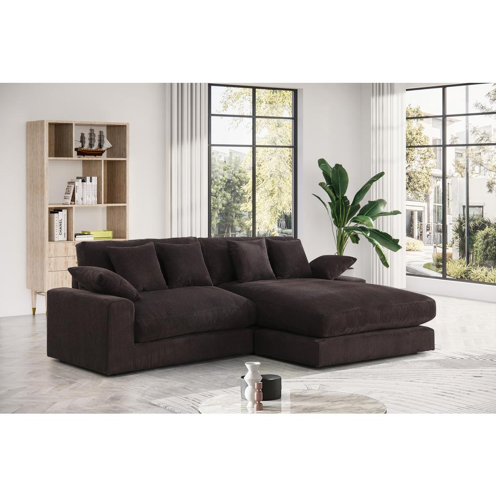 Mystic Dark Chocolate Corduroy Reversible Sectional Sofa Chaise