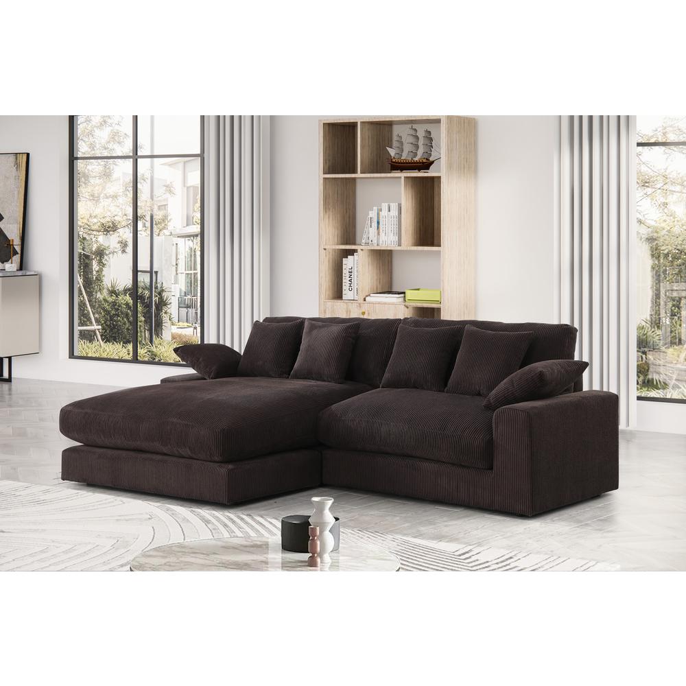 Mystic Dark Chocolate Corduroy Reversible Sectional Sofa Chaise