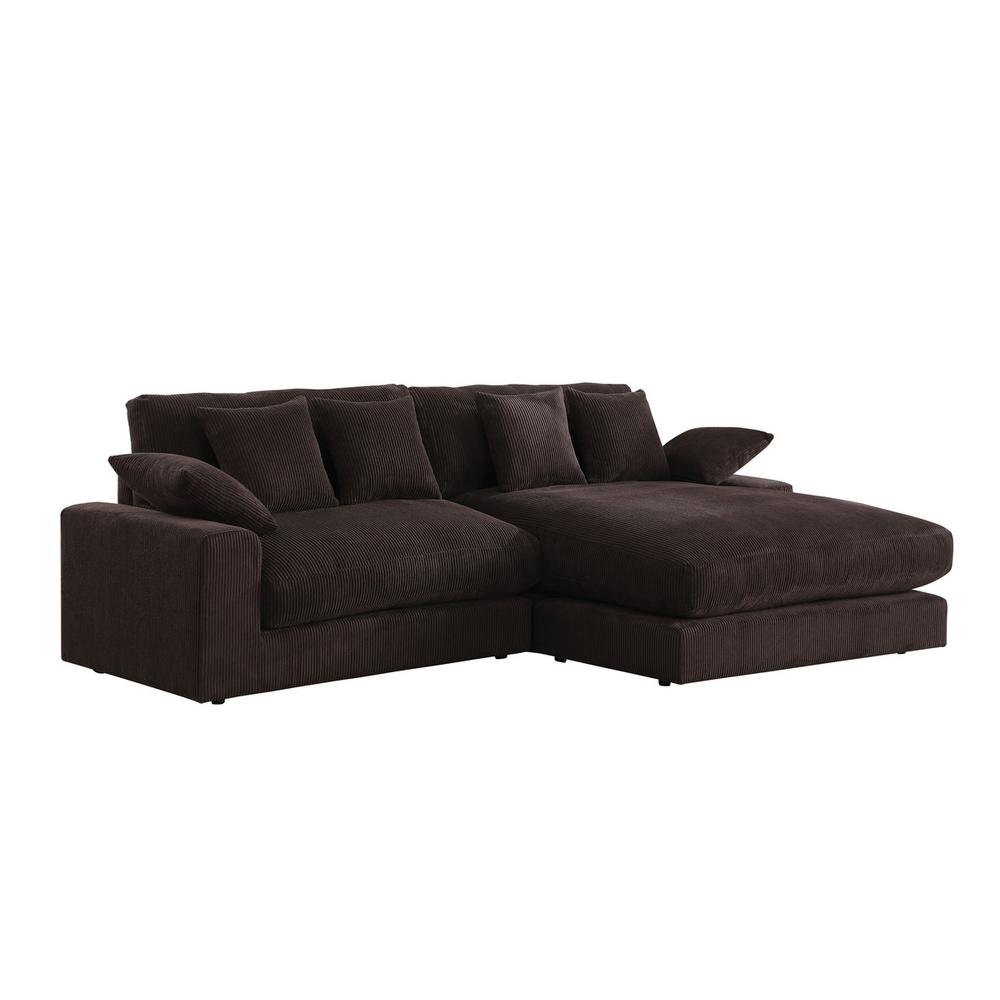 Mystic Dark Chocolate Corduroy Reversible Sectional Sofa Chaise