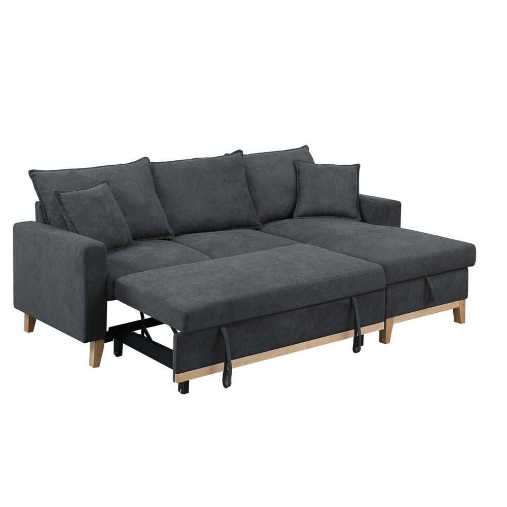 Colton Dark Gray Woven Reversible Sleeper Sectional Sofa with Storage Chaise