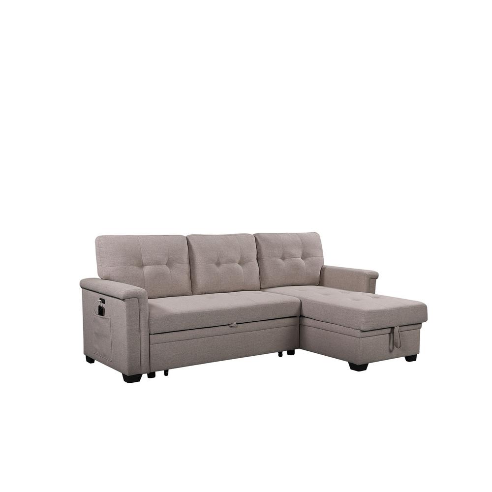 Nathan Light Gray Reversible Sleeper Sectional Sofa with Storage Chaise