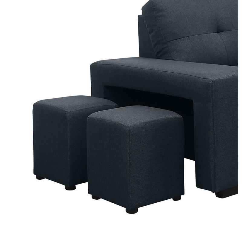 Lucas Dark Gray Linen Sleeper Sectional Sofa with Reversible Storage Chaise