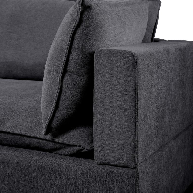 Madison Dark Gray Fabric Sectional Loveseat Ottoman