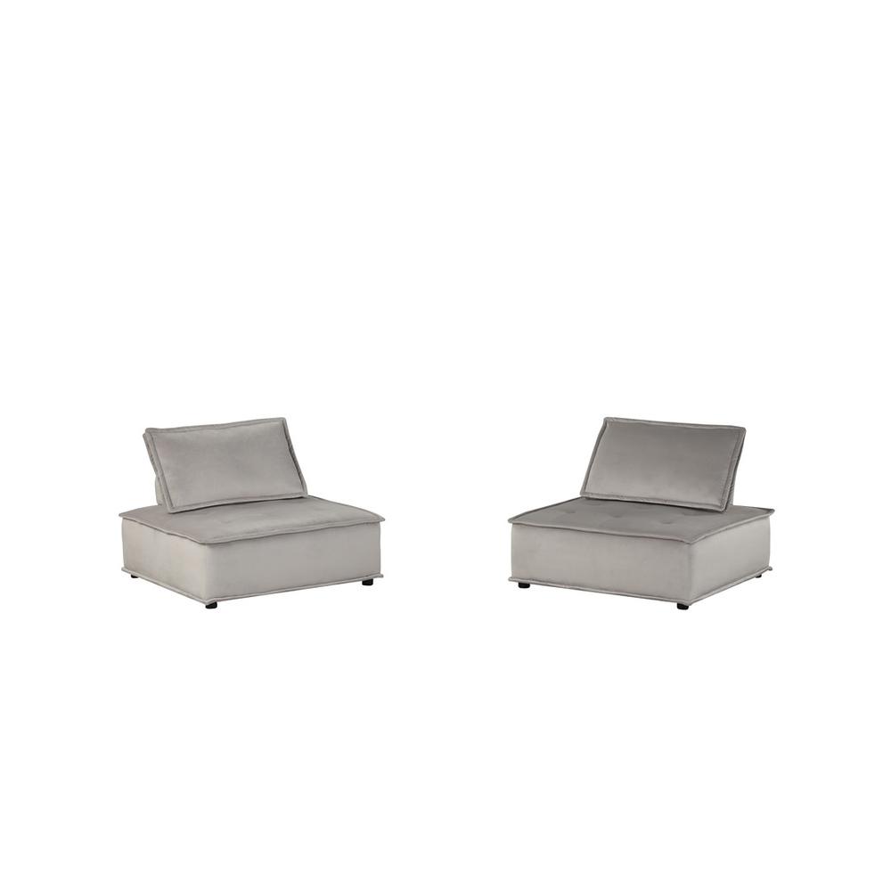 Anna Light Gray Velvet Set of 2 Armless Lounge Chair