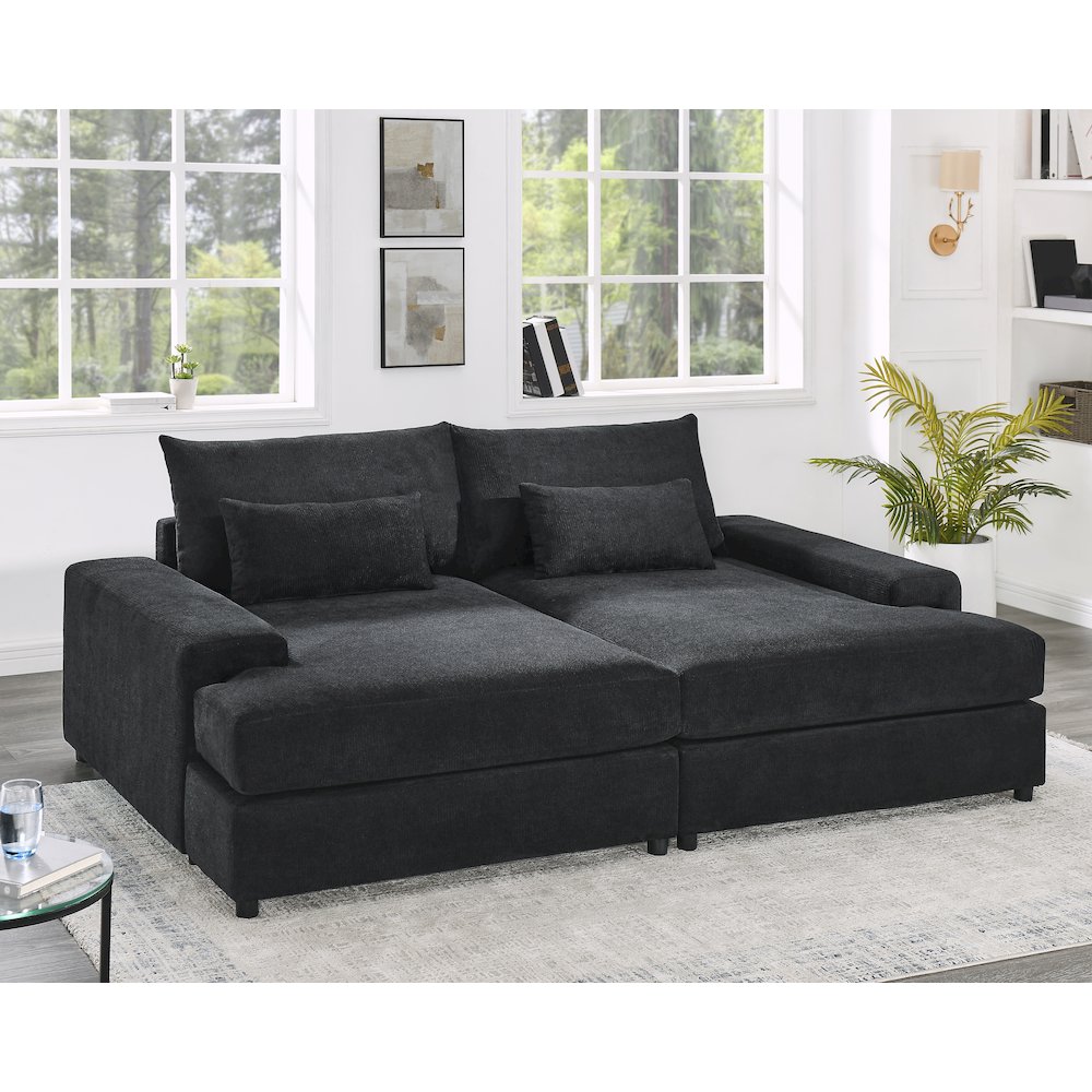 Jaylee Black Fabric 88″ Wide Oversized Sleeper Sofa