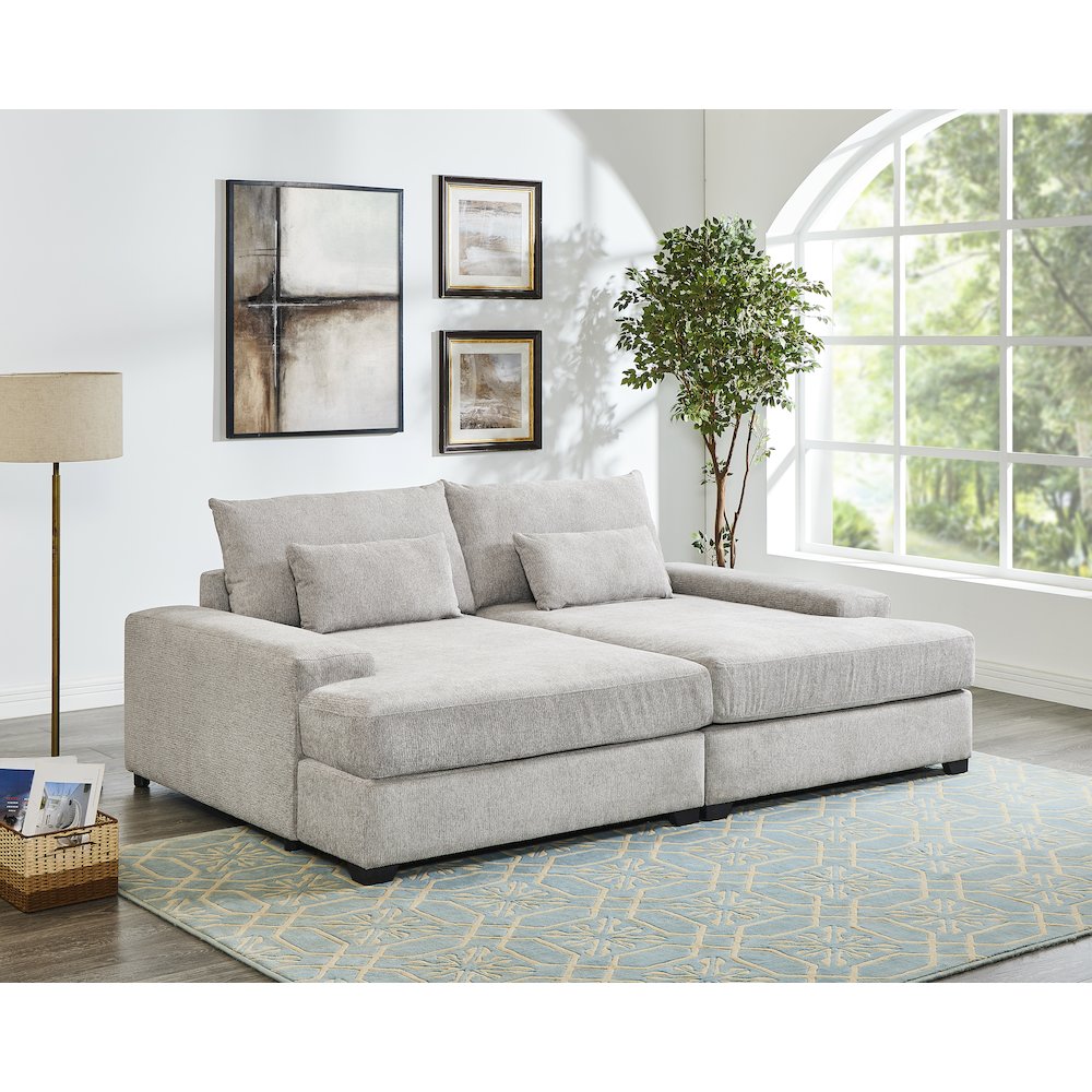 Jaylee Light Gray Fabric 88″ Wide Oversized Sleeper Sofa