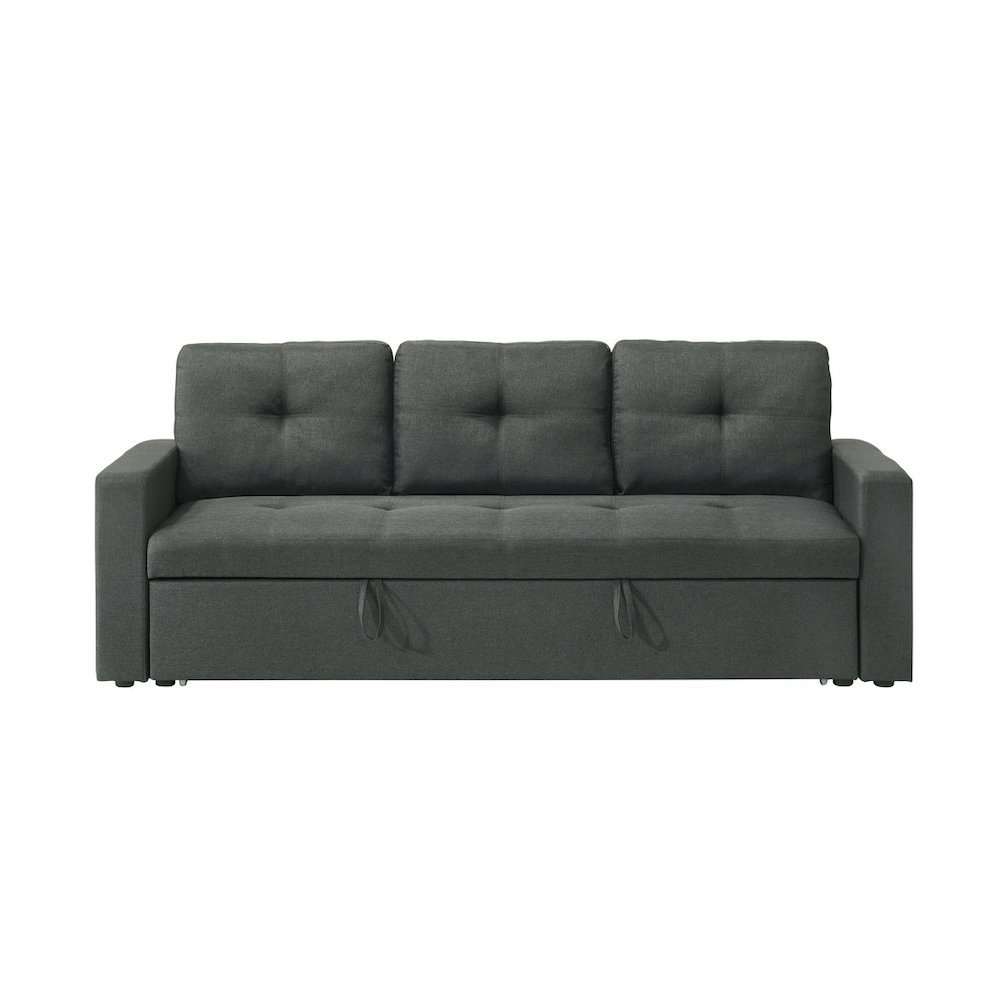83.5″W Dark Gray Fabric Sleeper Sofa with Tufted Cushions