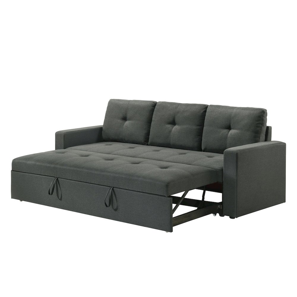 83.5″W Dark Gray Fabric Sleeper Sofa with Tufted Cushions