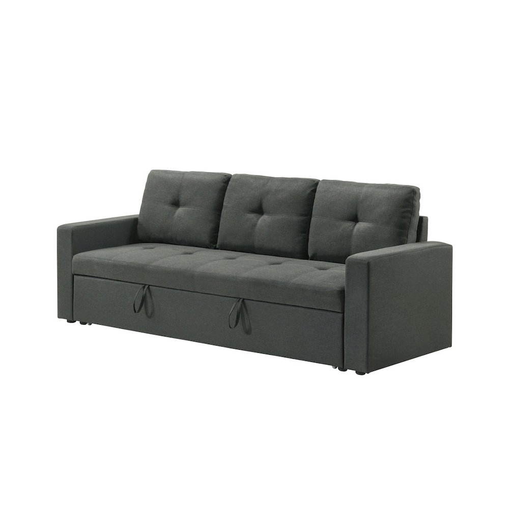 83.5″W Dark Gray Fabric Sleeper Sofa with Tufted Cushions