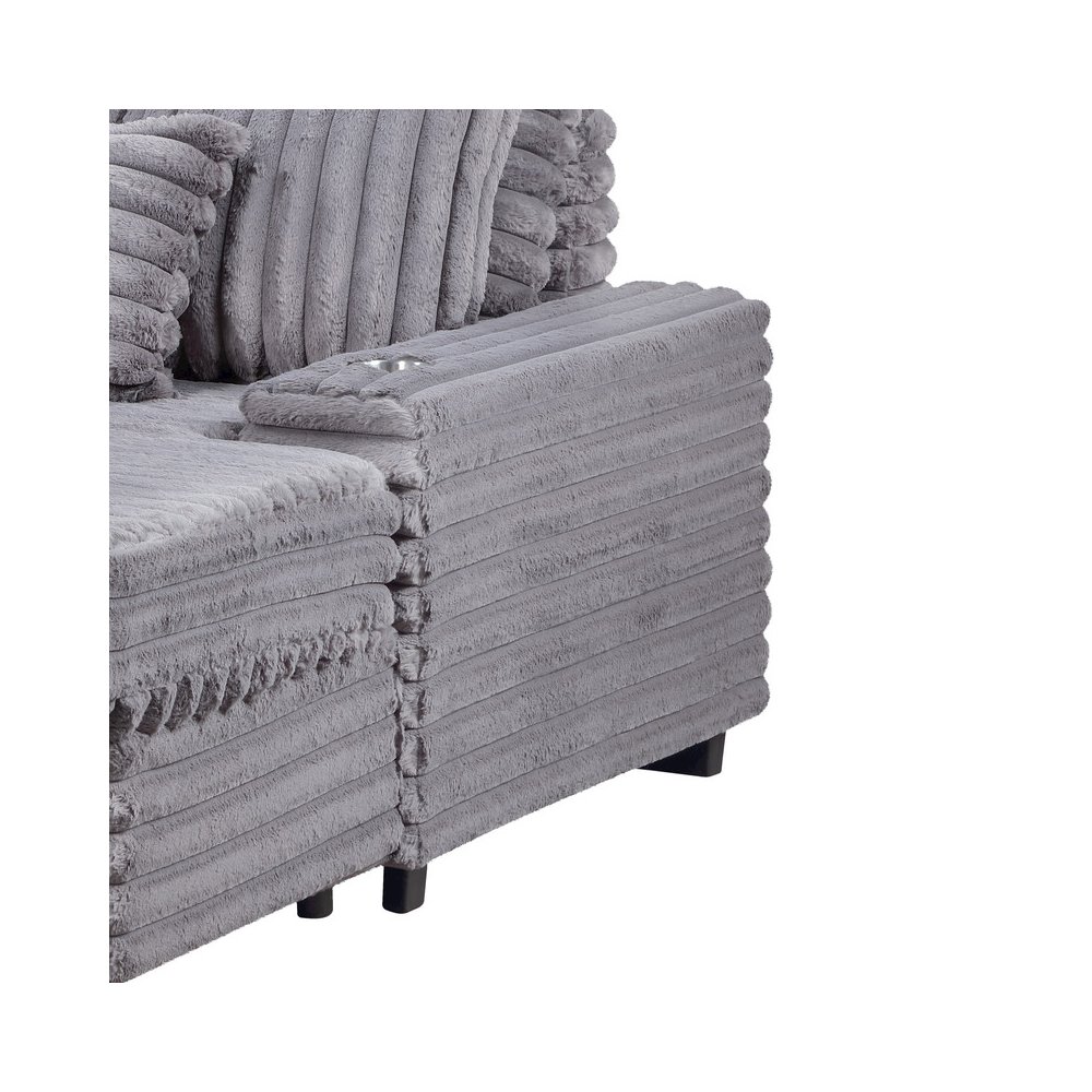 Symphony 67″W Gray Corduroy Oversized Sofa Chaise Lounge Chair